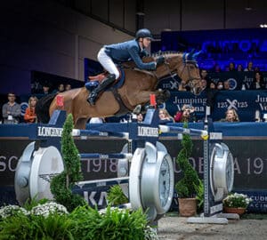 Ben Maher and Dallas Vegas Batilly, winning the Longines FEI Jumping World Cup (Copyright ©FEI/Massimo Argenziano).