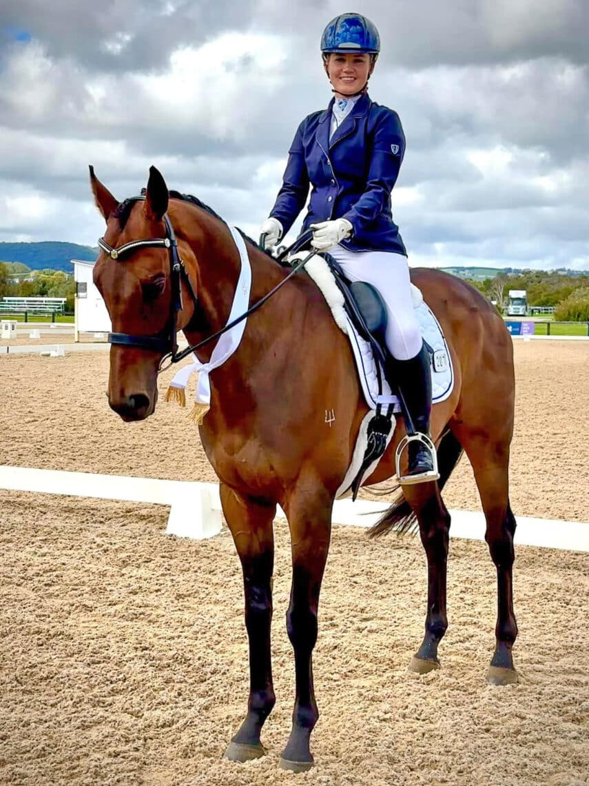 Taking 3rd place in the 2022-2023 Racing Victoria Off The Track Novice Dressage Series (Image by Tania Morrison).