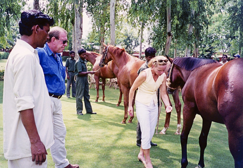 Inspecting weanlings at a farm in Pune, India.